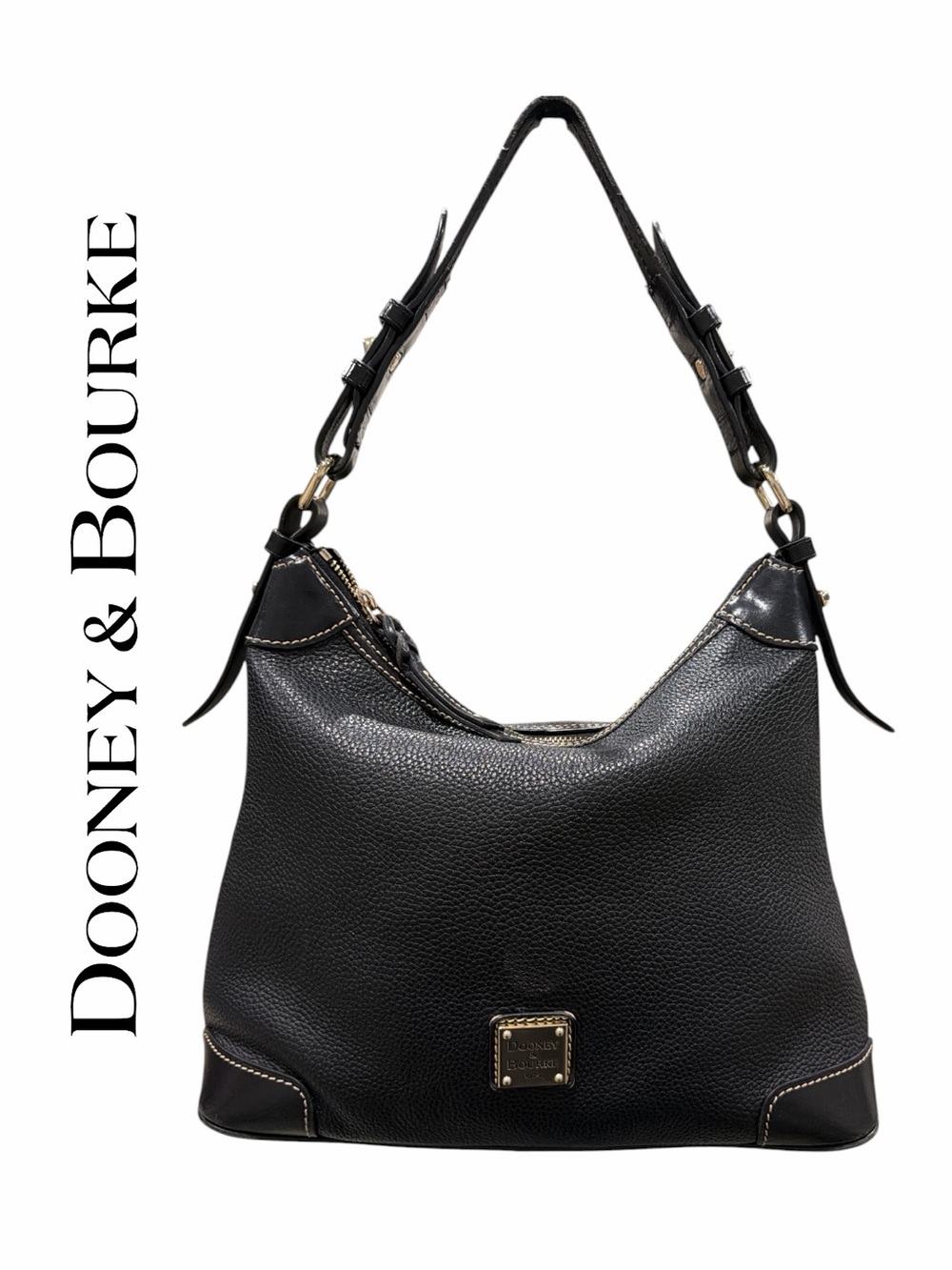 Dooney & Bourke Black Pebble Leather Grain Hobo Bag